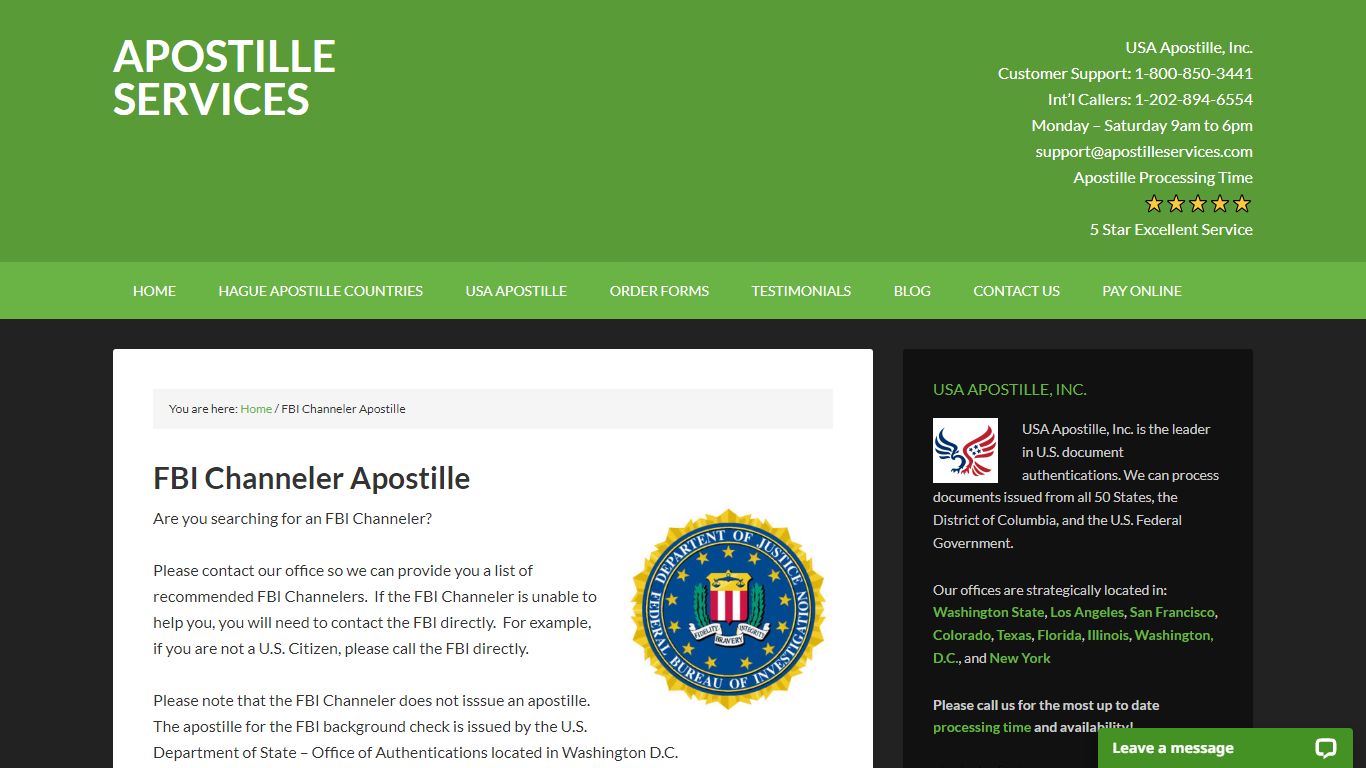 FBI Channeler Apostille – Apostille Services